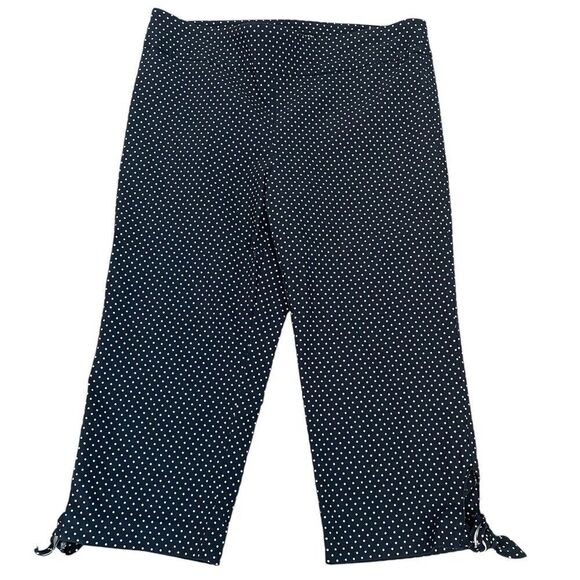 Navy Capris with small white polka dots - Picture 1 of 3
